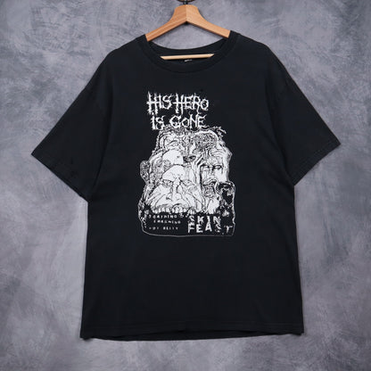00s Black His Hero Is Gone Skin Feast Shirt 4977