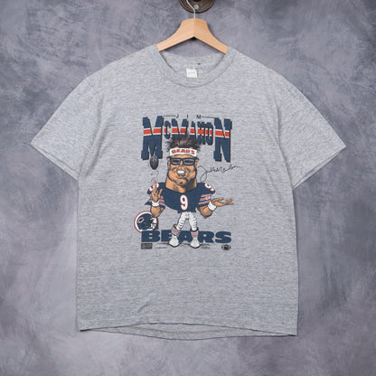 80s Grey Jim McMahon Chicago Bears Caricature Shirt 6724