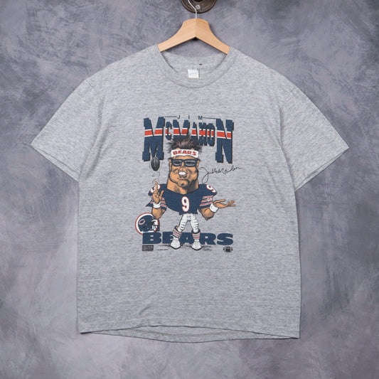 80s Grey Jim McMahon Chicago Bears Caricature Shirt 6724