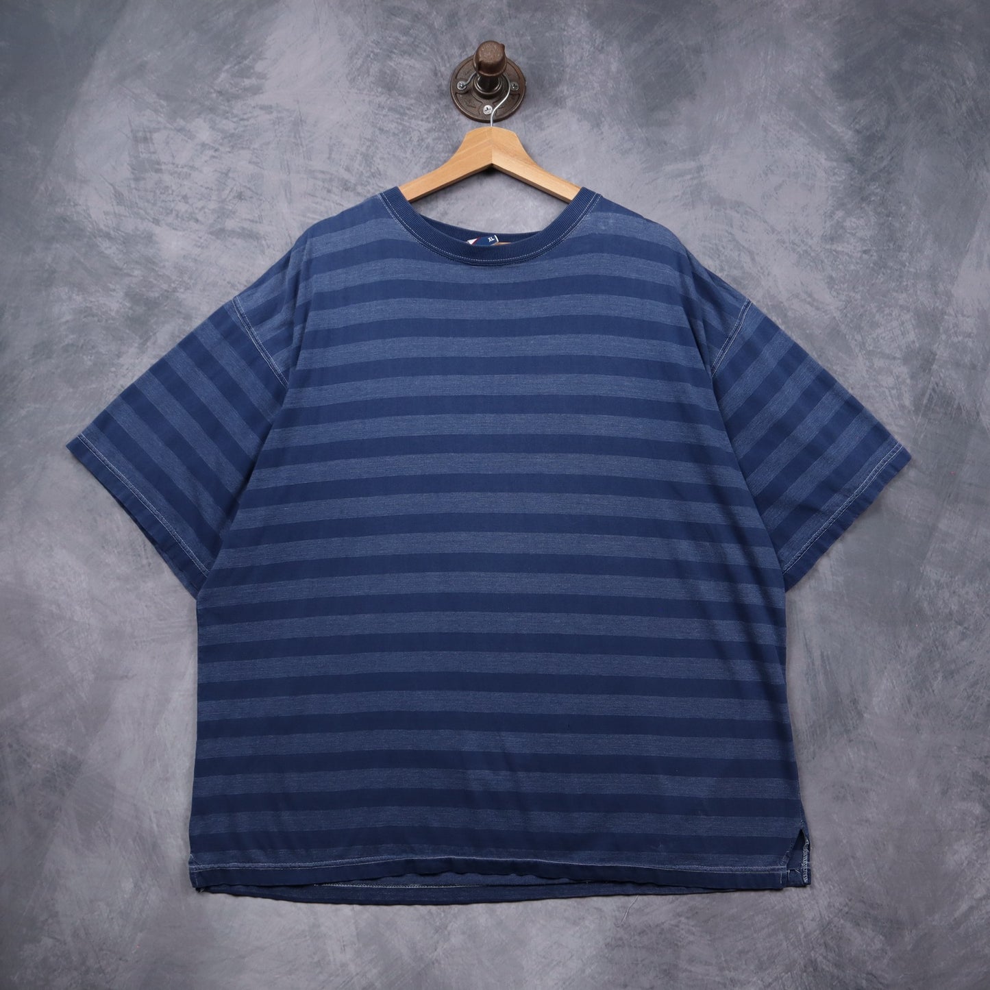 90s Blue Bike Striped Shirt 5506