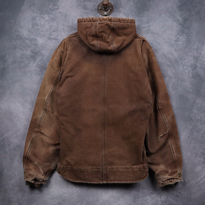 90s Faded Brown Carhartt Hooded Work Jacket 4801