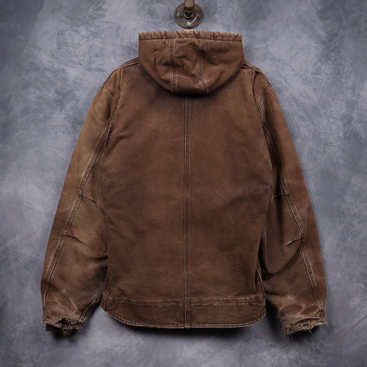 90s Faded Brown Carhartt Hooded Work Jacket 4801
