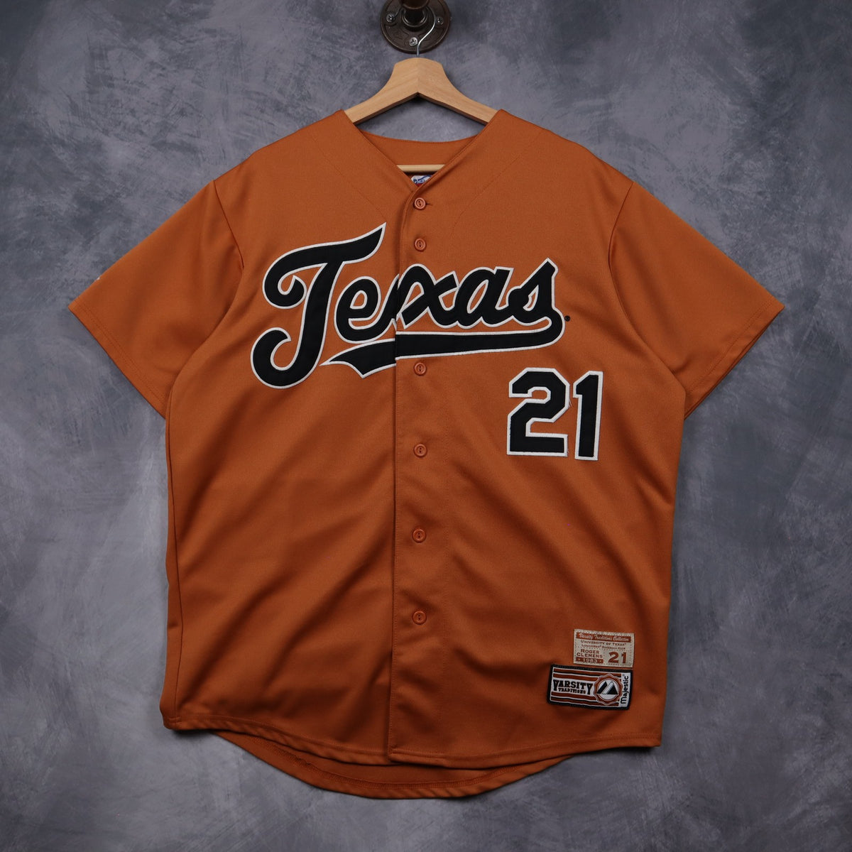 00s Burnt Orange Texas Longhorns Roger Clemens Baseball Jersey 5881
