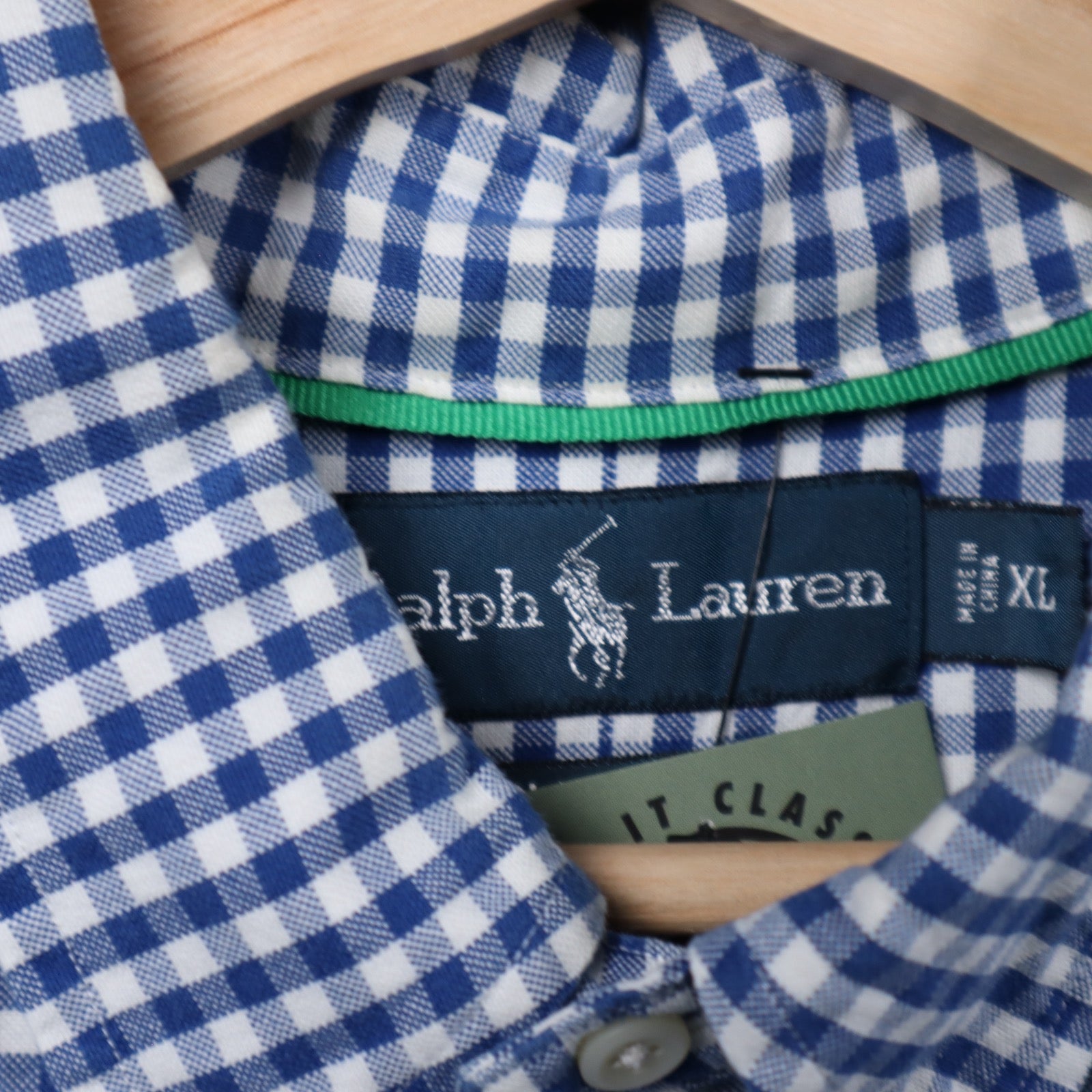 Early 2000s Blue Ralph Lauren Gingham Long Sleeve Button Up Shirt 5427