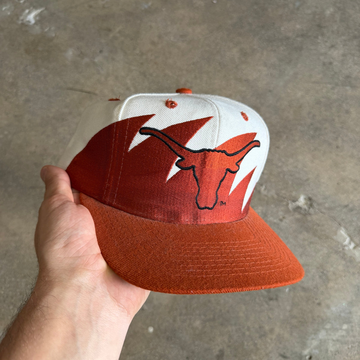 90s White Texas Longhorns Logo Athletic Sharktooth Snapback Hat 5791