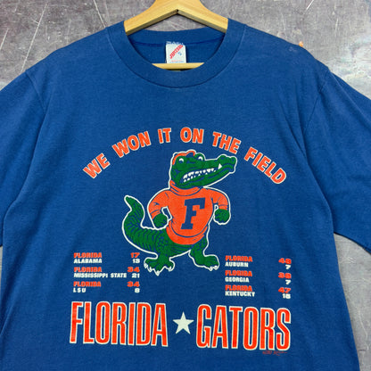 1990 Blue Florida Gators We Won It On The Field Football Graphic Shirt L 0980