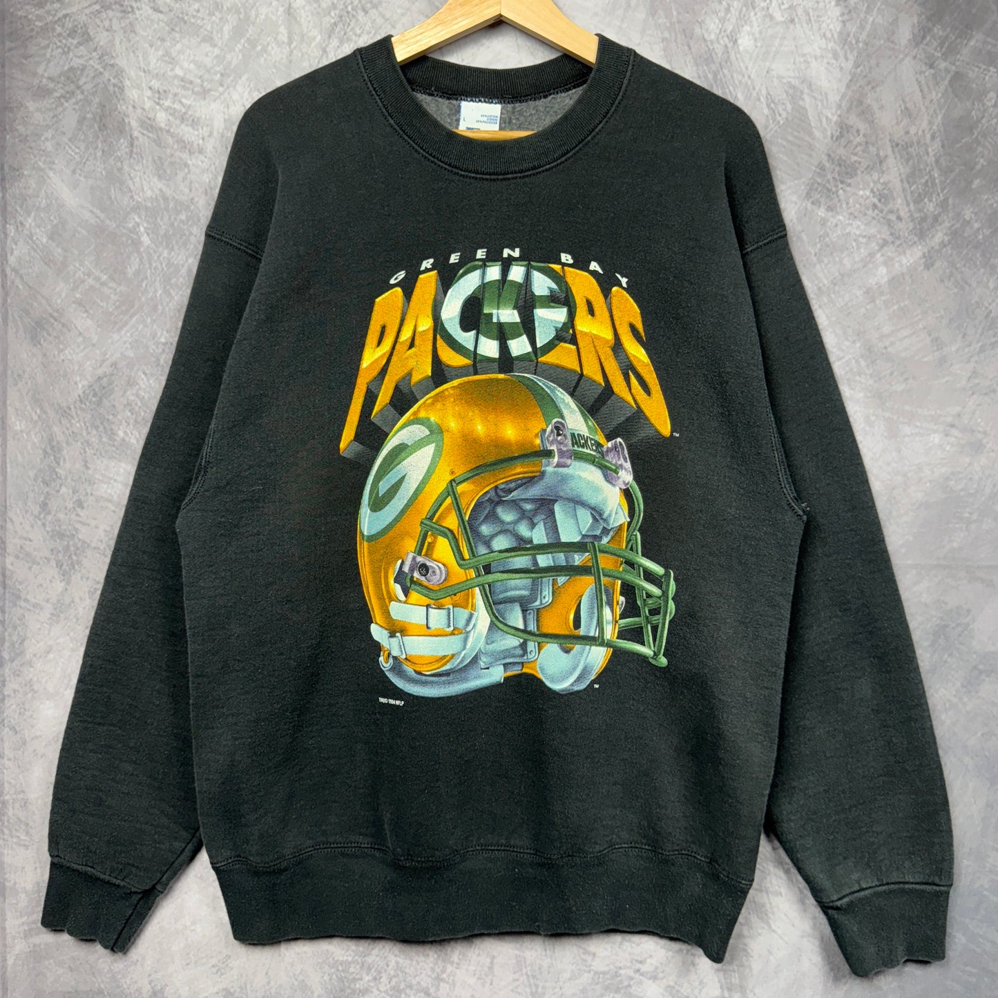 1994 Black Green Bay Packers Crewneck Sweatshirt 4269