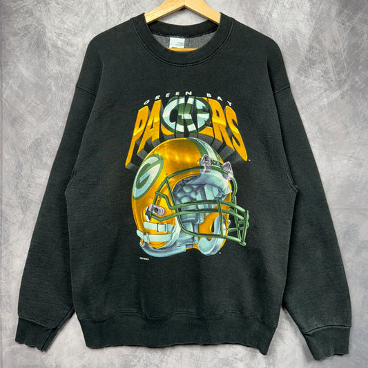 1994 Black Green Bay Packers Crewneck Sweatshirt 4269