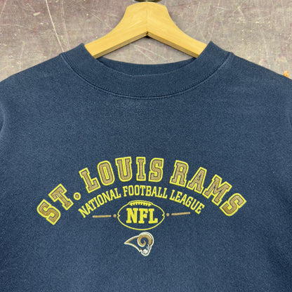 90s Navy Blue St. Louis Rams Football Graphic Crewneck Sweatshirt L 1248