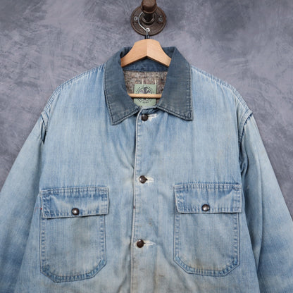 70s Faded Blue Big Mac Blanket Lined Denim Chore Jacket 5090