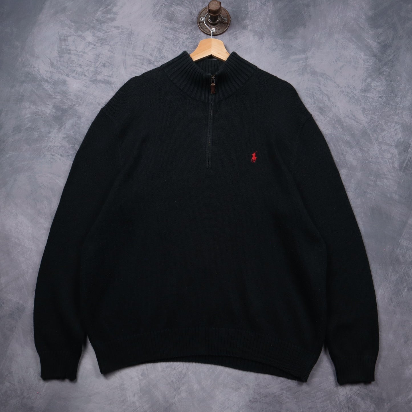 90s Black Polo Ralph Lauren Quarter Zip Sweater 5547