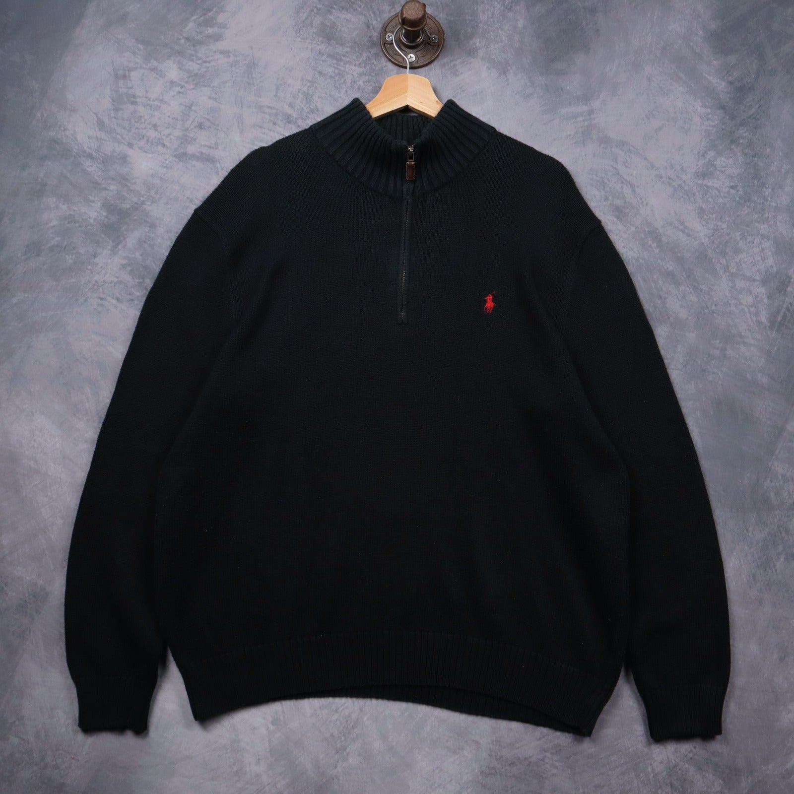 90s Black Polo Ralph Lauren Quarter Zip Sweater 5547