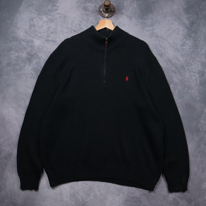 90s Black Polo Ralph Lauren Quarter Zip Sweater 5547