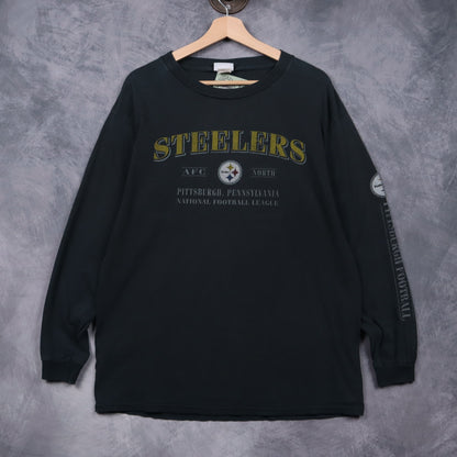 Early 00s Black Pittsburgh Steelers Long Sleeve Shirt 6764