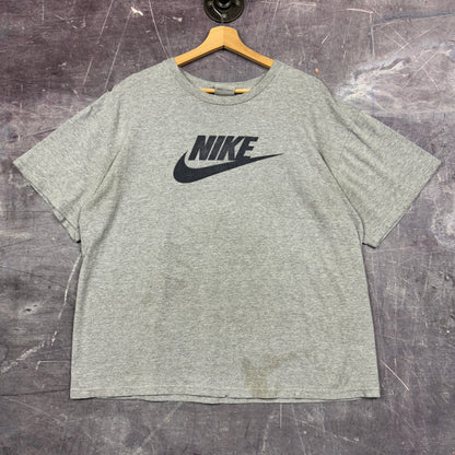 Early 00s Light Gray Nike Spellout Logo Essential Shirt XL 1172