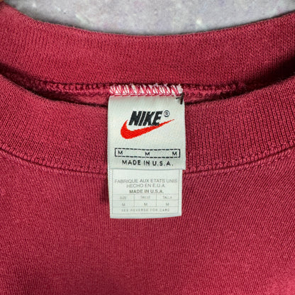 90s Red Nike Essential Logo Mini Swoosh Tonal Crewneck Sweatshirt M 1202