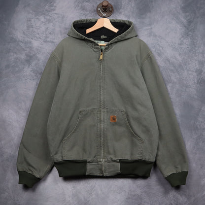 00s Green Carhartt Hooded Active Jacket 4795