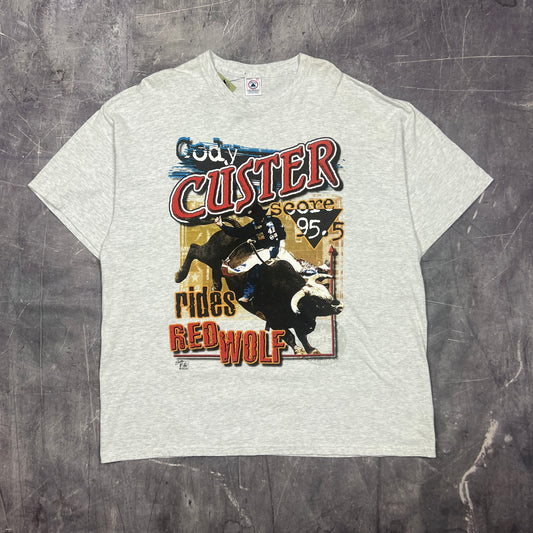 90s Gray Cody Custer Rodeo Bull Rider Rap Tee Style Graphic Shirt XXL AK98