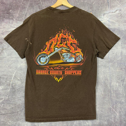 Early 00s Brown Orange County Choppers Motorcycle Graphic Shirt M 1051