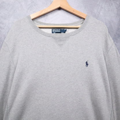 90s Grey Polo Ralph Lauren Essential Crewneck Sweatshirt 4718