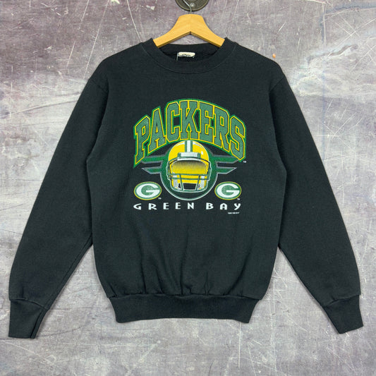 1996 Black Green Bay Packers Football Graphic Crewneck Sweatshirt S 1263