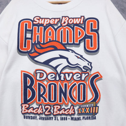 1999 White Denver Broncos Super Bowl Champs Crewneck Sweatshirt 6440