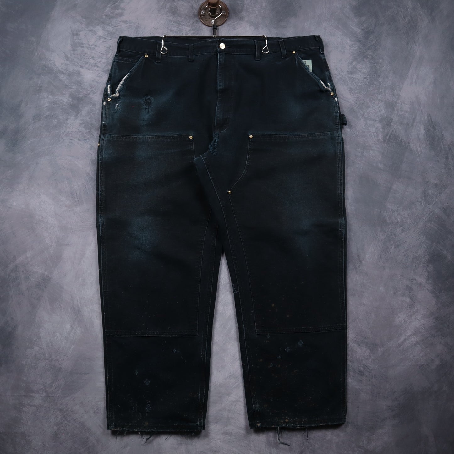 90s Faded Black Carhartt Double Knee Carpenter Work Pants 5053