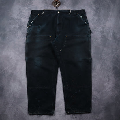 90s Faded Black Carhartt Double Knee Carpenter Work Pants 5053