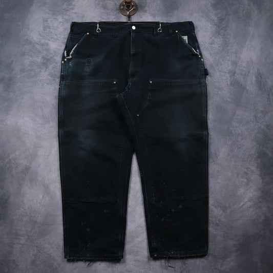 90s Faded Black Carhartt Double Knee Carpenter Work Pants 5053