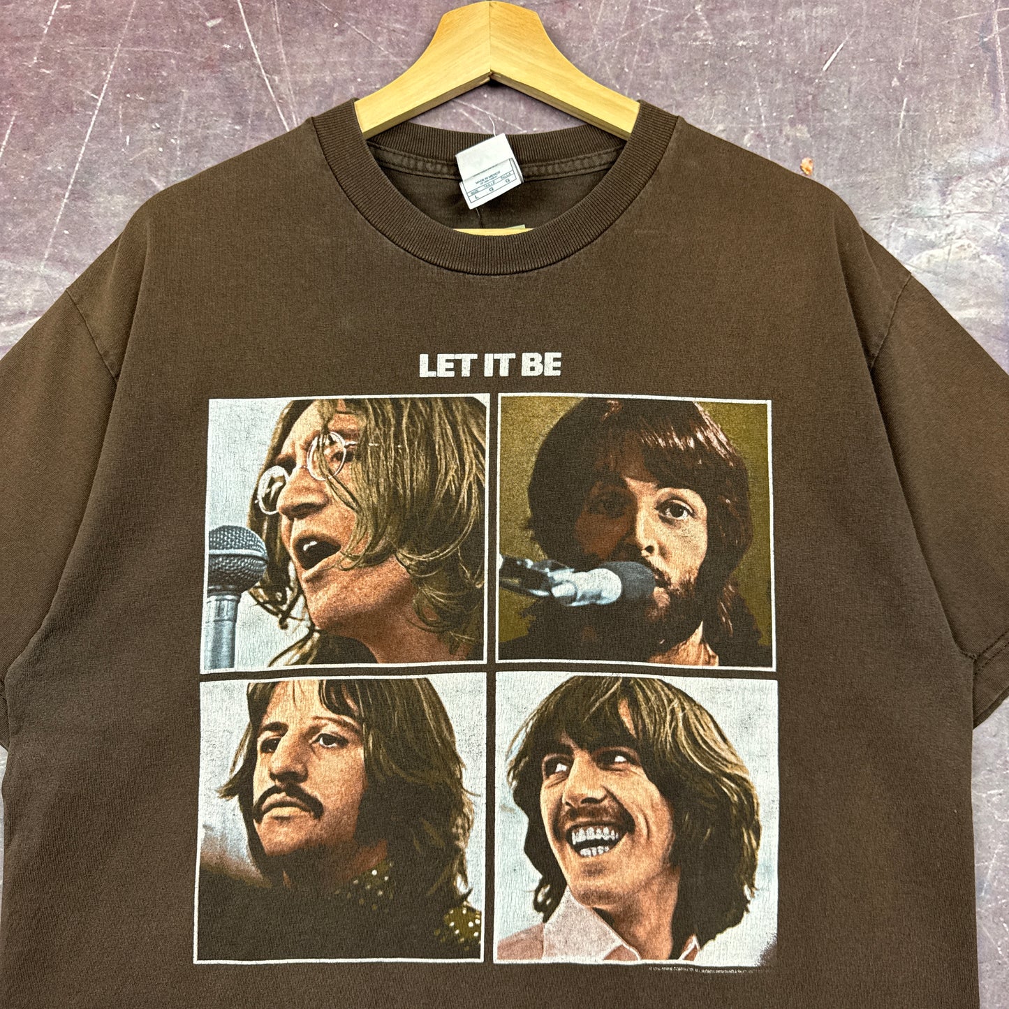 Early 00s Mocha Brown The Beatles Let It Be Graphic Shirt L 2957