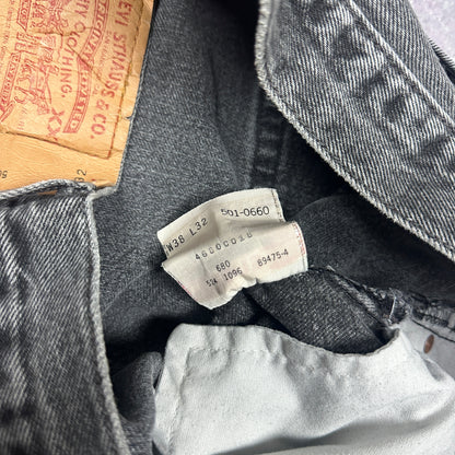90s Faded Black Gray Levi's 501 Jeans 36x30 A21