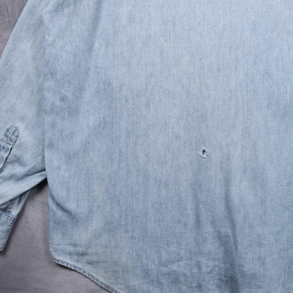 90s Light Blue Gap Blue Jeans Denim Button Up Shirt 5475