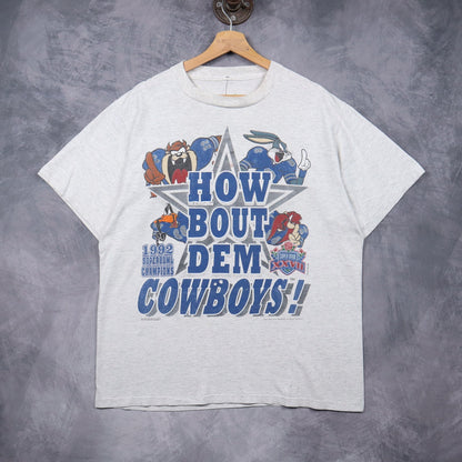 1992 Grey Dallas Cowboys Looney Tunes How Bout Dem Cowboys Shirt 6707