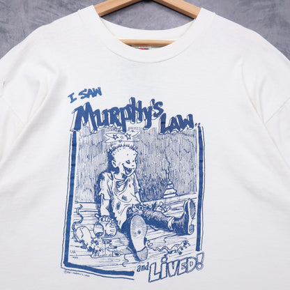 1987 White Murphy's Law 'I Saw Murphy's Law and Lived' Shirt 4949