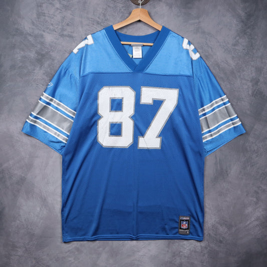 00s Blue Detroit Lions Morton #87 Reebok NFL Jersey 6580
