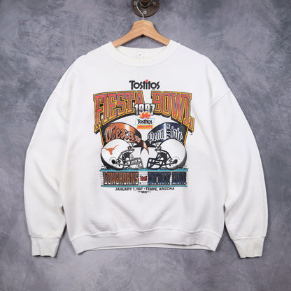 1997 White Fiesta Bowl Texas vs Penn State Crewneck Sweatshirt 5719