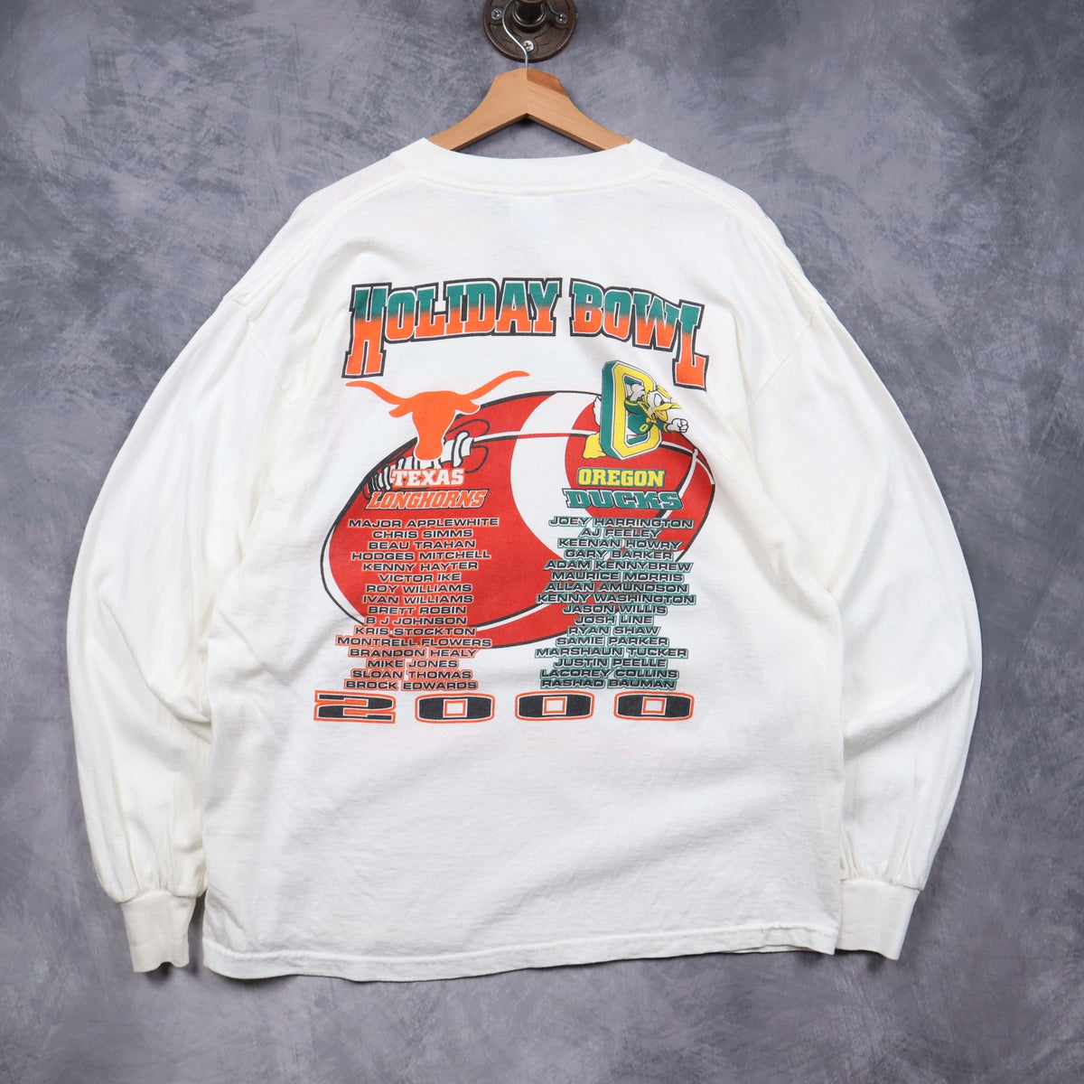 2000 White Holiday Bowl Texas vs Oregon Long Sleeve Shirt 5812