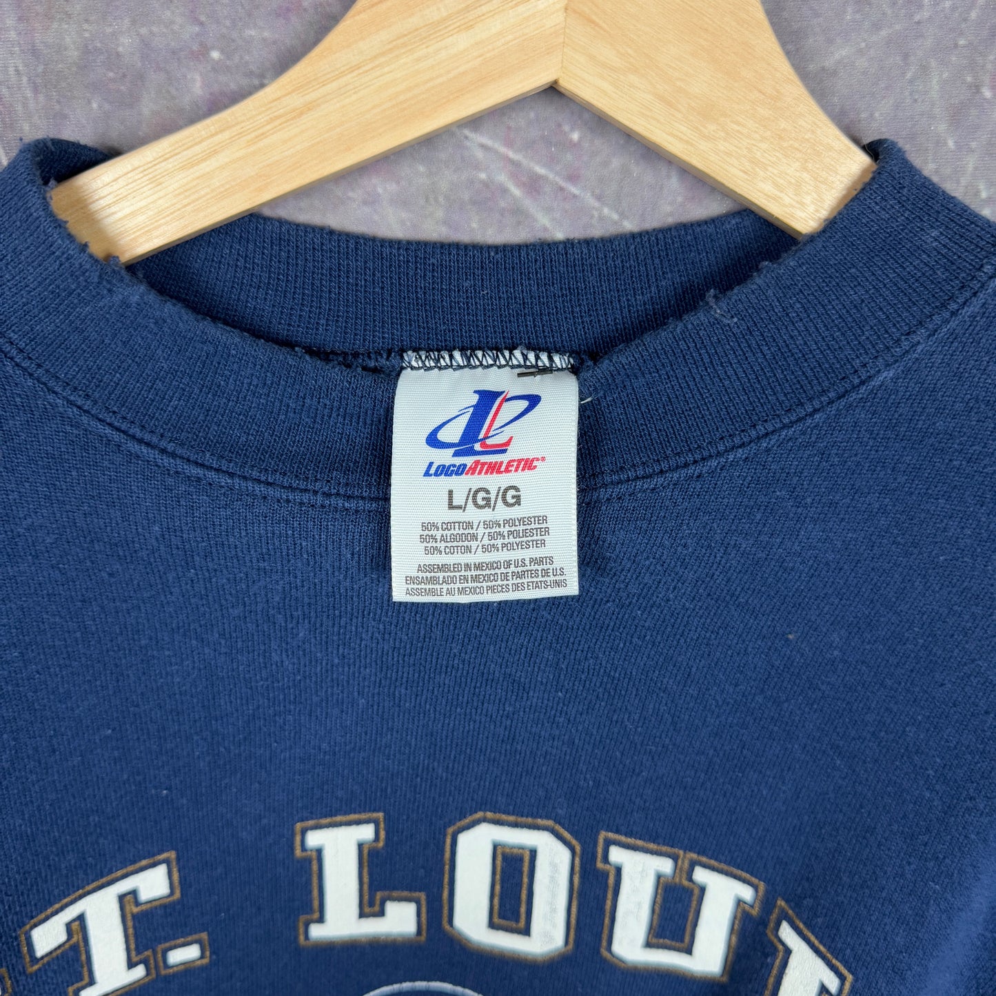 90s Navy Blue St. Louis Rams Football Graphic Crewneck Sweatshirt L 1218