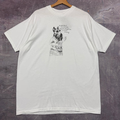 80s White Talking Dog Graphic Art Shirt XL 1062