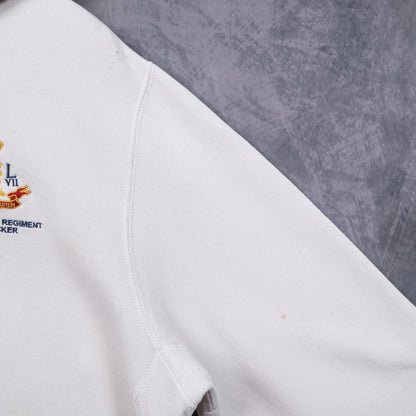 Early 2000s White Polo Ralph Lauren 1st Division R.L. Regiment Crest Hoodie 5321