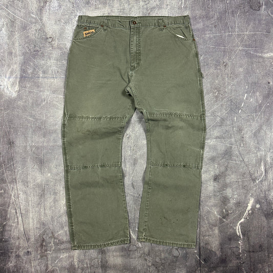 00s Olive Green Dickies Double Knee Carpenter Work Pants 40x29 AG66