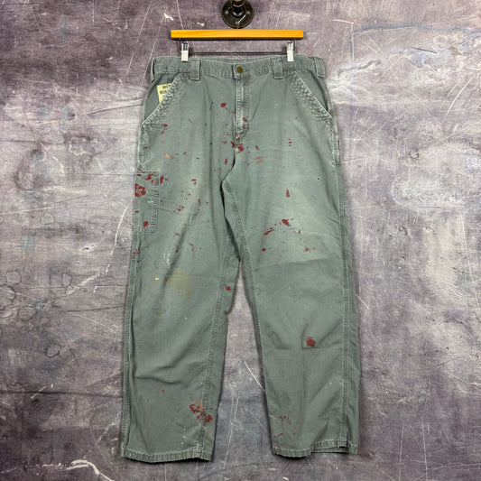 Early 00s Green Painter Carhartt Lightweight Carpenter Pants 35x29 0478