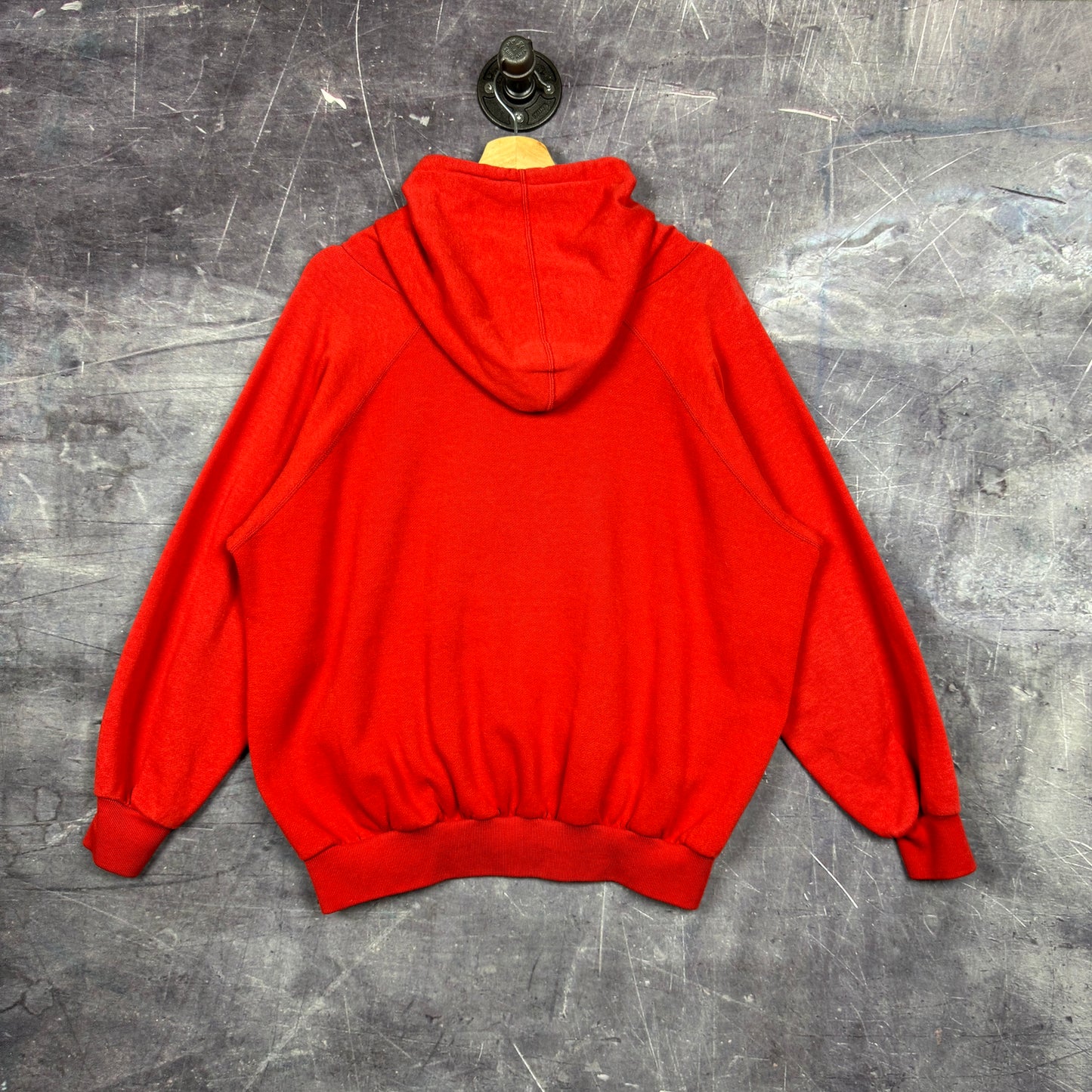 80s Red Adidas Trefoil Logo Hoodie L 0058