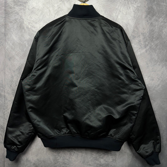 80s Black Los Angeles Raiders Satin Starter Jacket 4092