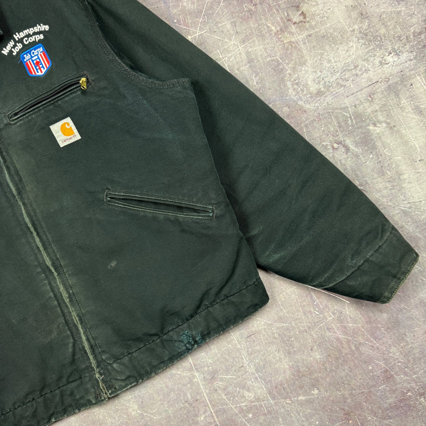 90s Black Carhartt Security Embroidered Detroit Work Jacket M 2378