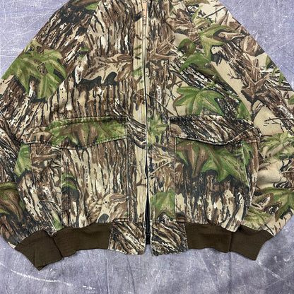 90s Duxbak Real Tree Camo Lightweight Bomber Jacket Boxy L D08