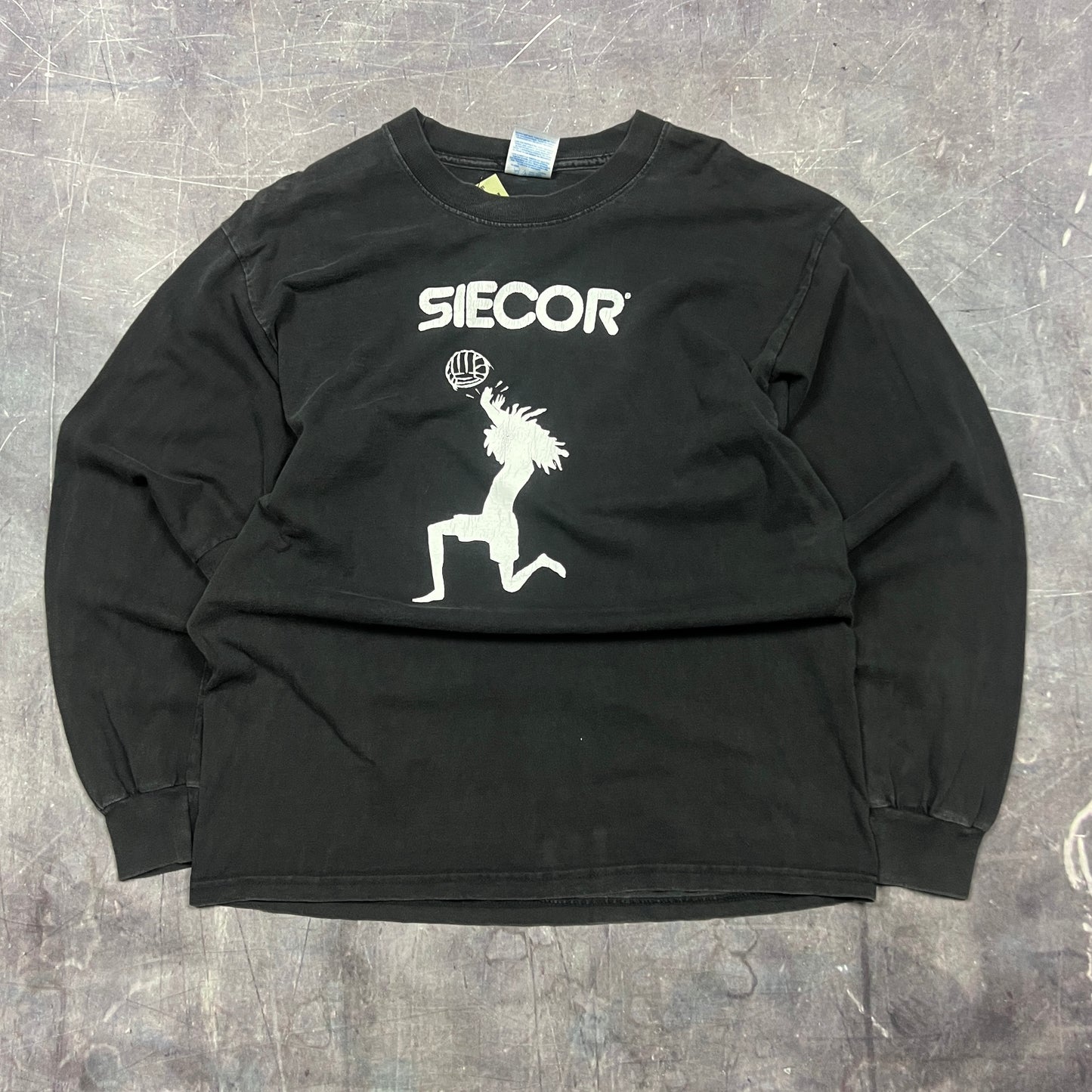 90s Faded Black Siecor Vollyball Graphic Shirt L AM85