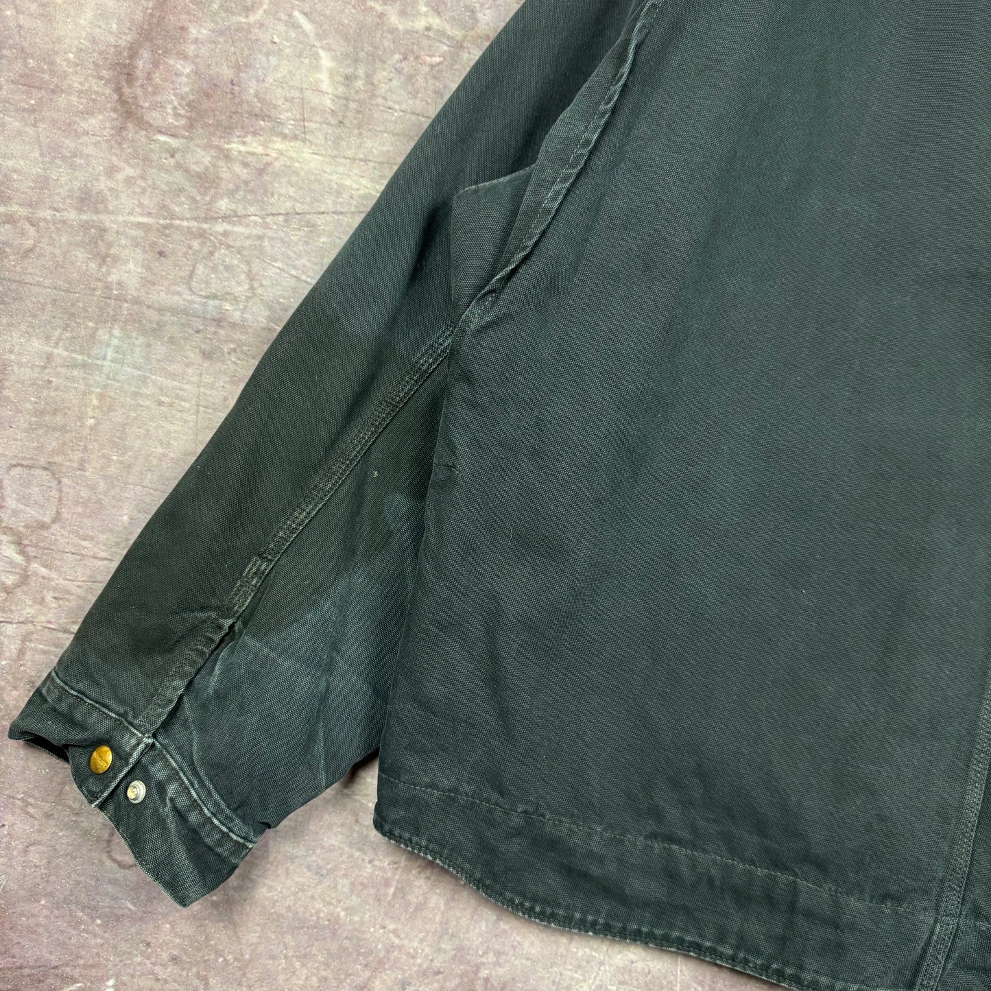 Early 00s Faded Black Carhartt Hooded Detroit Work Jacket XXL 2359