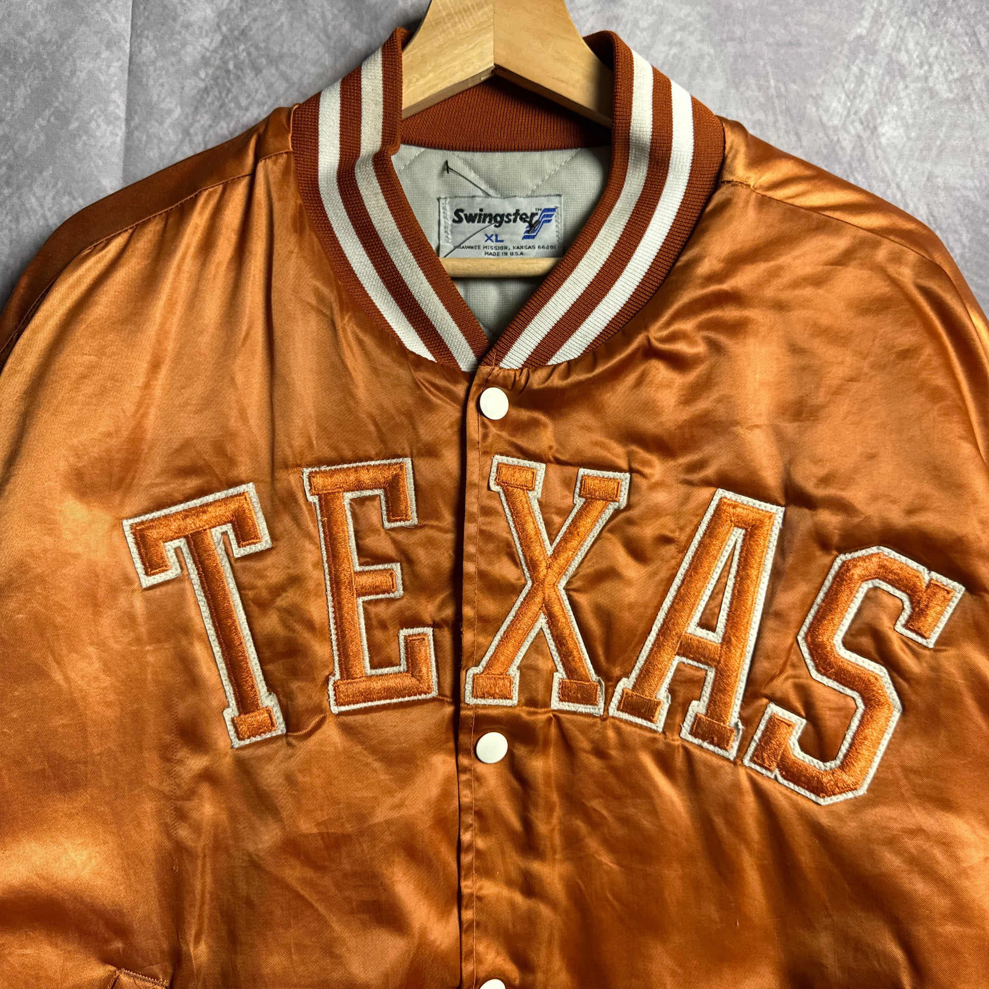 80s Orange Texas Longhorns Swingster Satin Bomber Jacket 4458