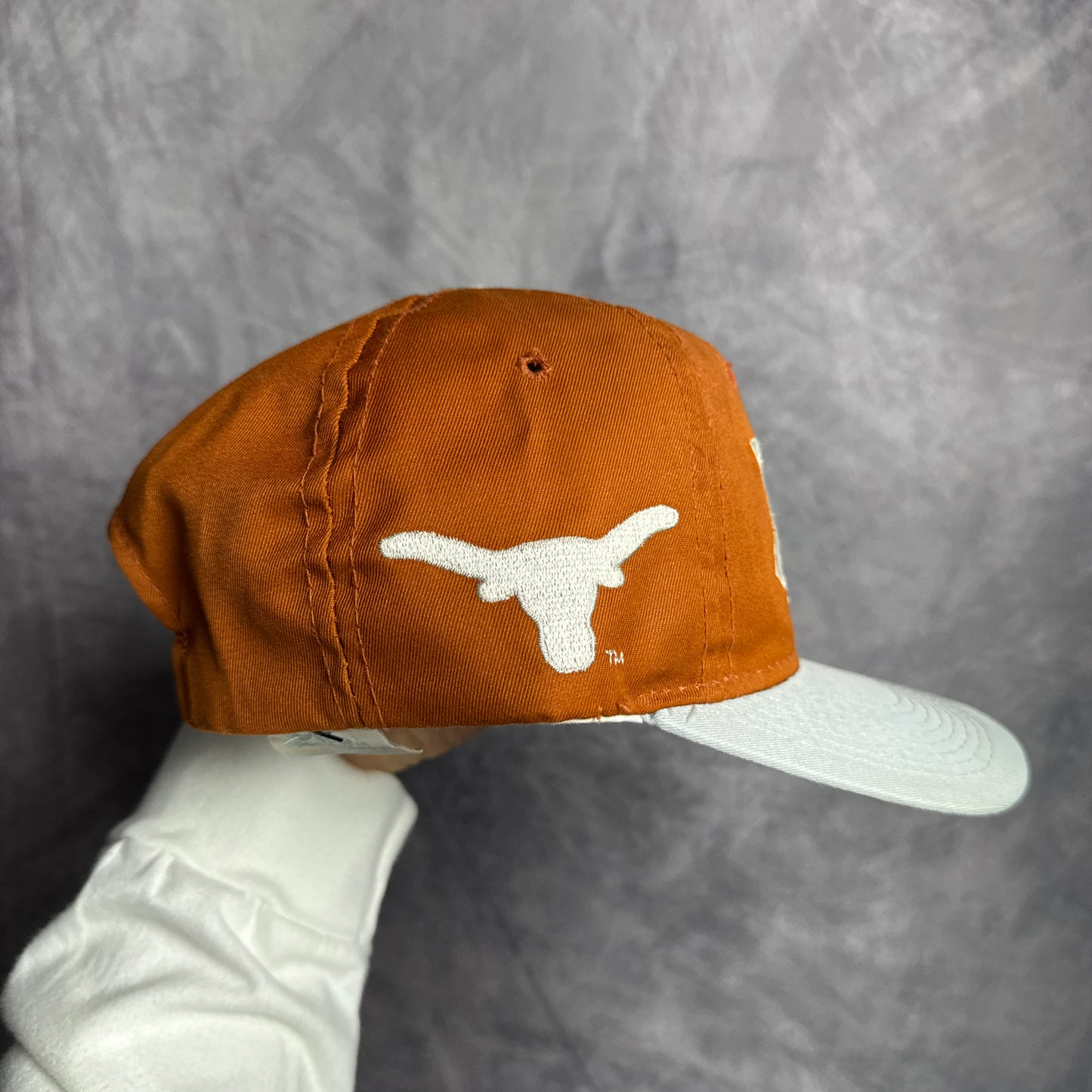 90s Texas Longhorns Sports Specialties Double Line Script Snapback Hat 4629